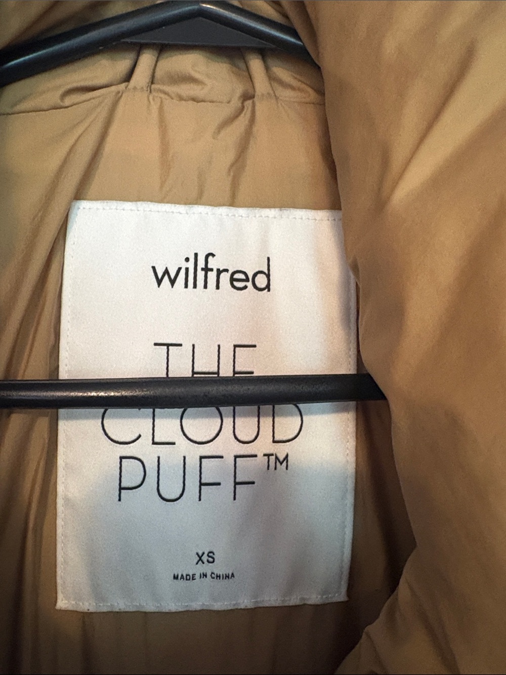 Wilfred Camel Tan Long Chevron Puffer Coat - Picture 2 of 3